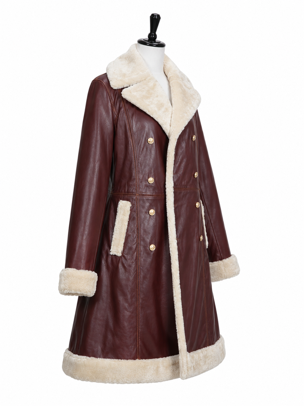 Luxe Burgundy Shearling Women's Shearling Winter Coat – Premium Winter Edition