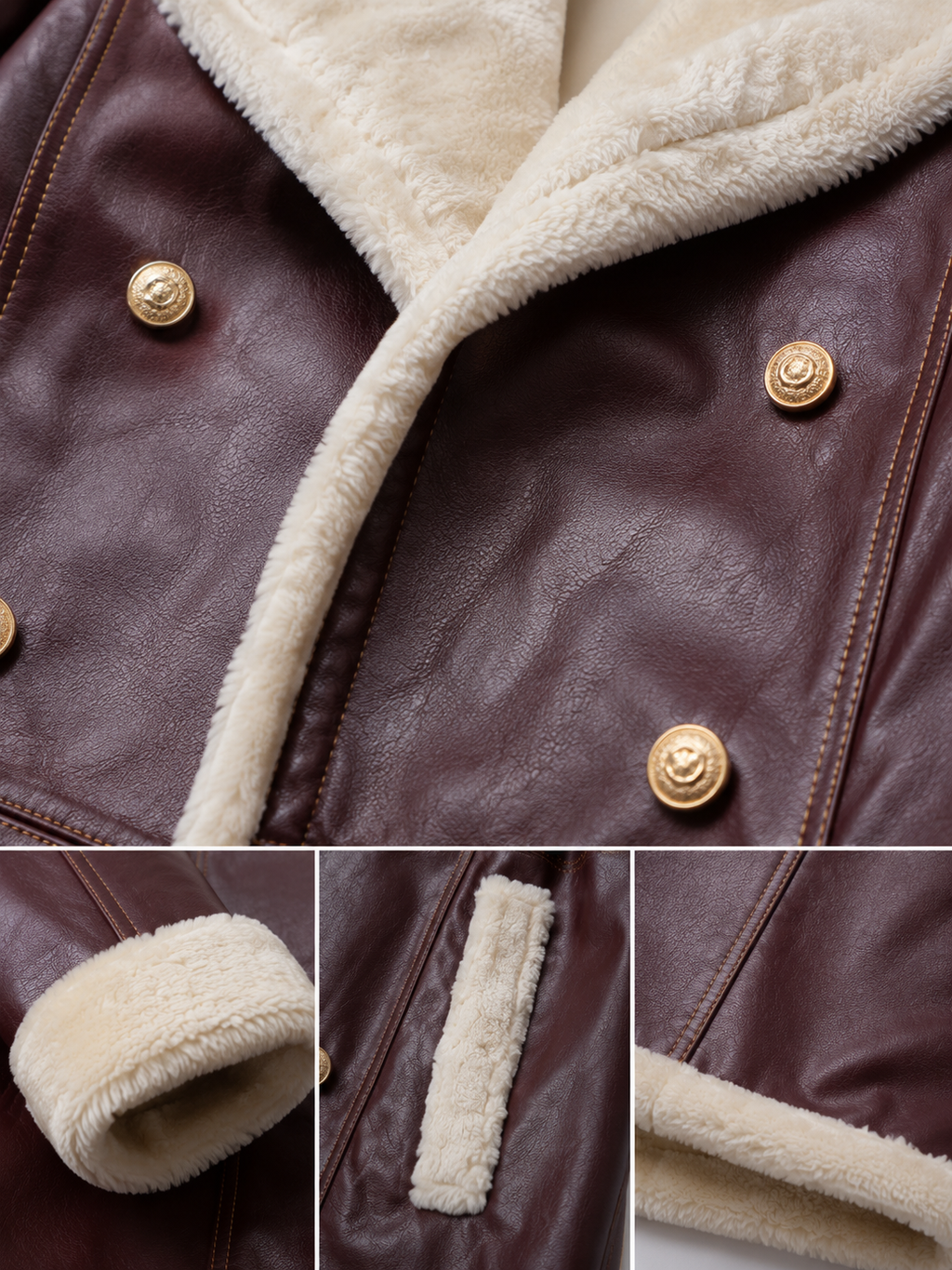 Luxe Burgundy Shearling Women's Shearling Winter Coat – Premium Winter Edition